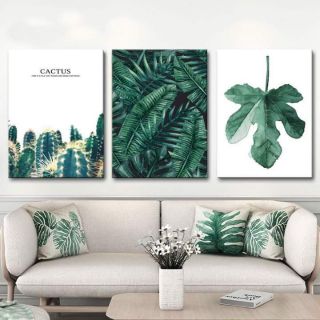 Tranh in canvas lá nhiệt đới 40x60 kèm khung