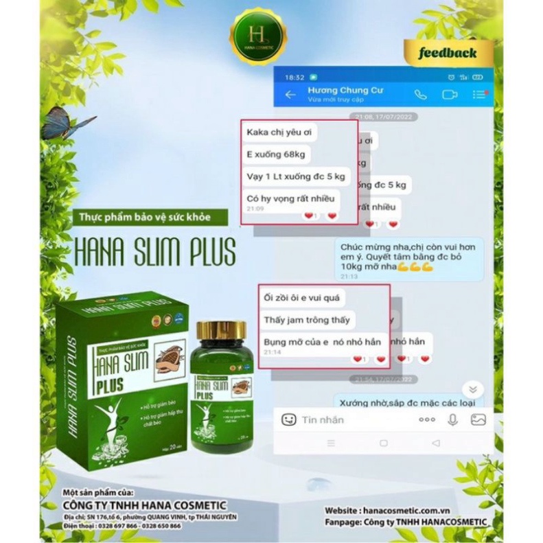 Kẹo giảm cân HANA SLIM mẫu mới 20 viên nâu kèm 5 viên xanh dành cho người chai lỳ béo lâu năm