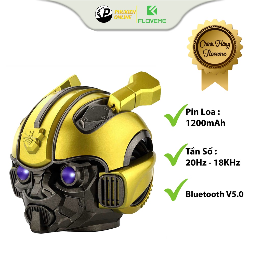 Loa Bluetooth Siêu Anh Hùng Floveme MK 51 Bumblebee Transformer Mắt Có Đèn Led Xanh, Pin 1200mAh , Nghe Nhạc Sống Động