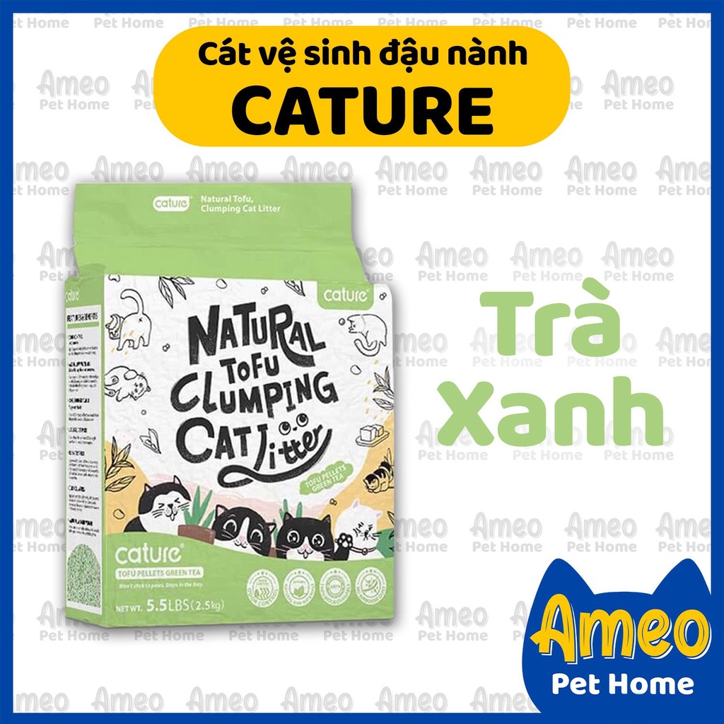 Cát vệ sinh đậu nành cho mèo - Cature 5.5L cao cấp khử mùi và tiết kiệm - NATURAL TOFU CLUMPING CAT LITTER