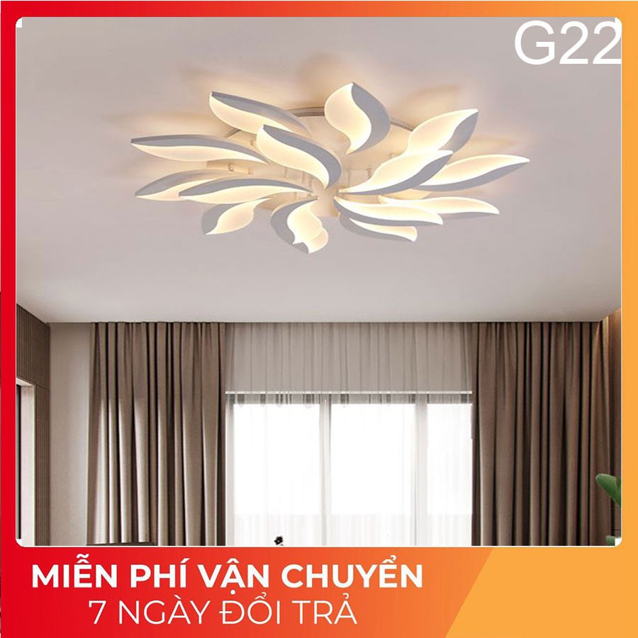 Đèn LED ốp trần, đèn ốp trần trang trí phòng khách G22, 15 cánh có 3 chế độ sáng kèm điều khiển tăng chỉnh ánh sáng