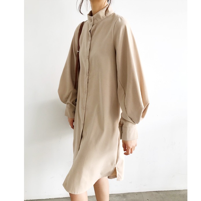 Đầm sơ mi tay phồng phong cách trẻ trung thanh lịch dành cho nữ | BigBuy360 - bigbuy360.vn