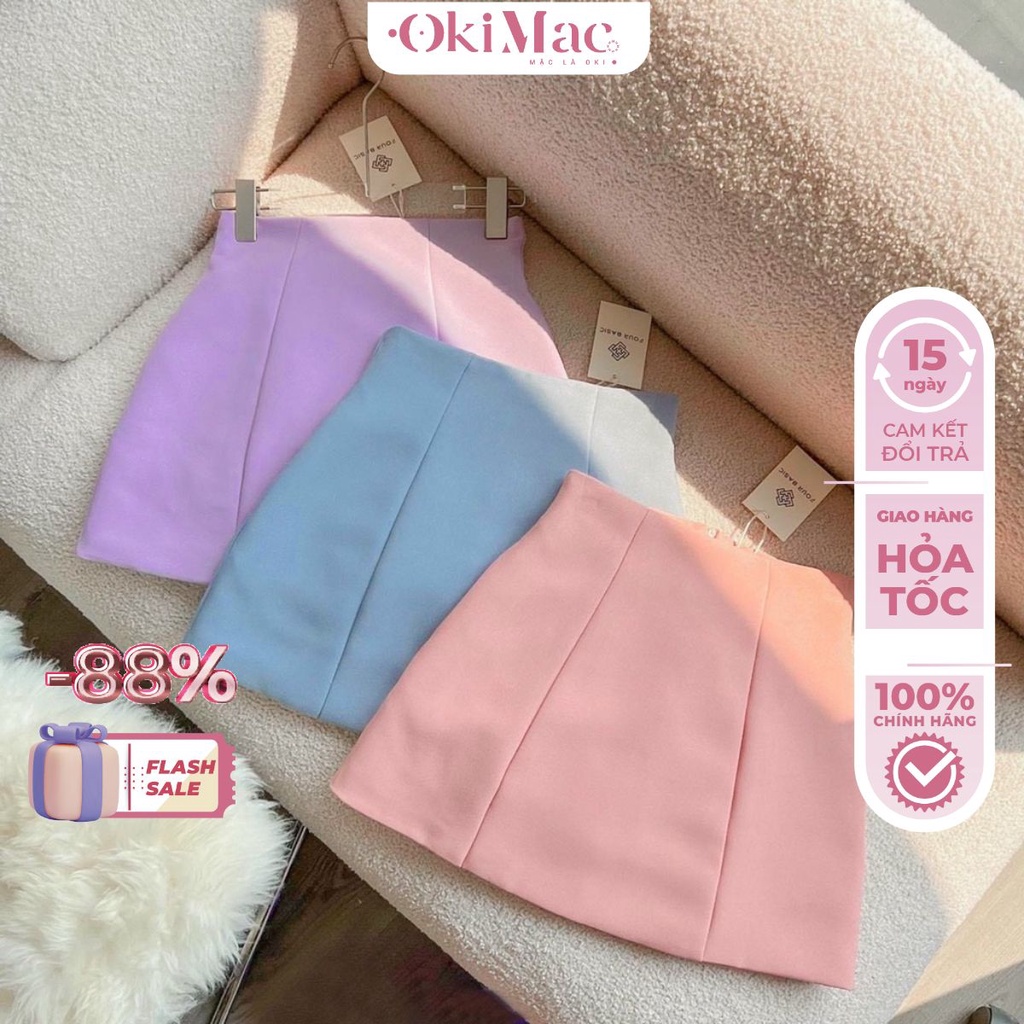 Chân váy chữ A trơn OKIMAC lưng cạp cao đẹp vải Umi mềm mịn phong cách ulzzang thời trang nữ