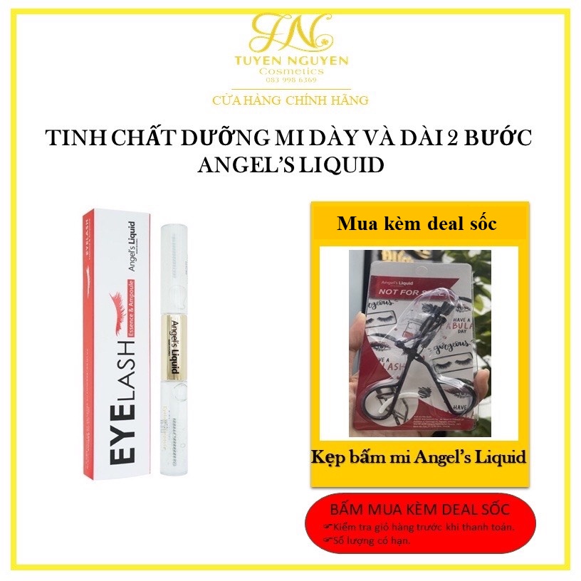 Tinh Chất Dưỡng Mi Dày Và Dài 2 Bước Angel's Liquid Eyelash Essence 5ml &amp; Ampoule 5ml