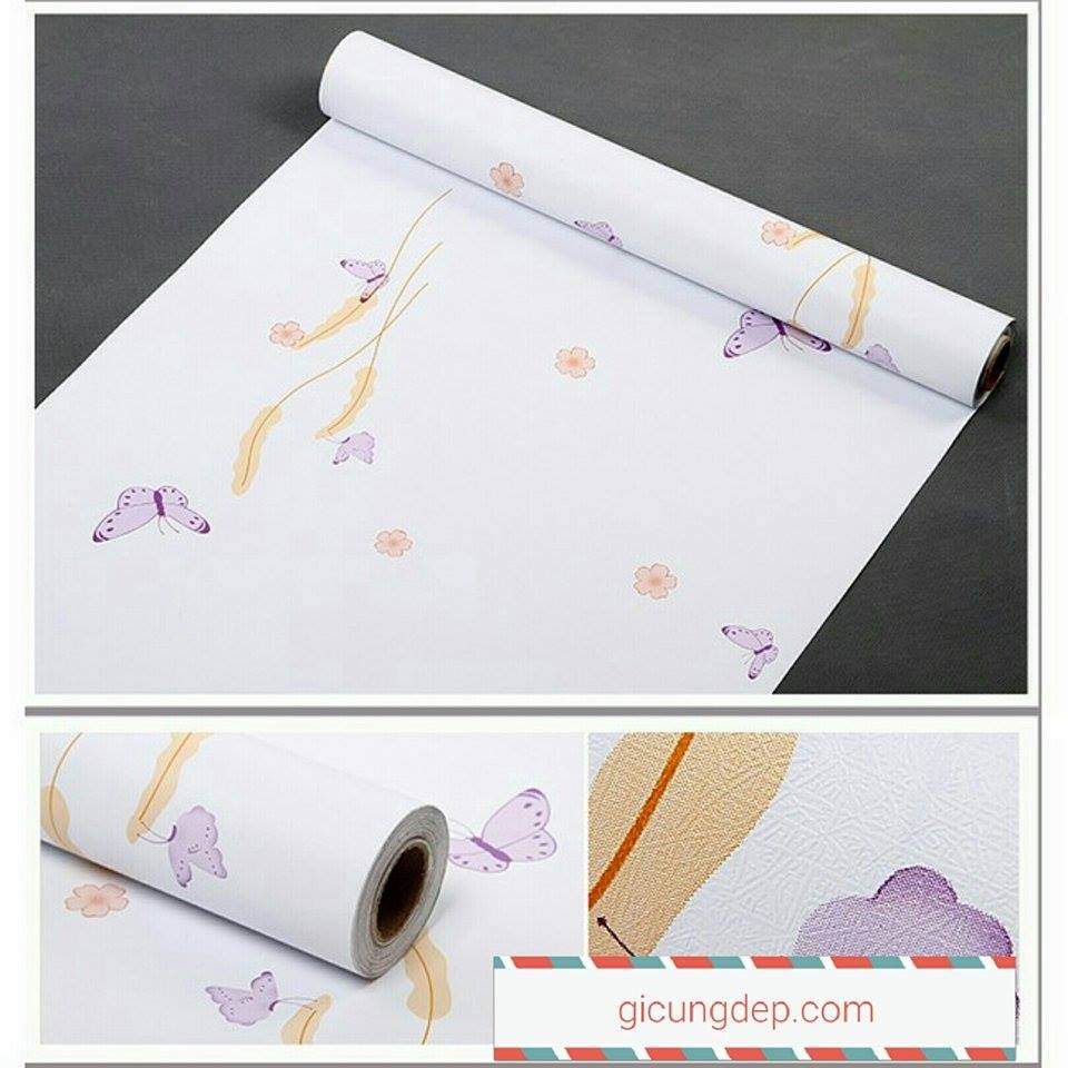 giấy dán tường bướm tím