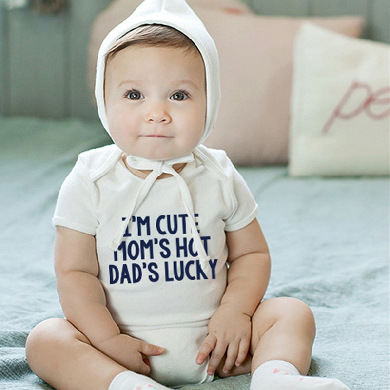 Áo liền quần Cotton NgắN Tay, In HọA TiếT Chữ Cho Bé Trai/GáI