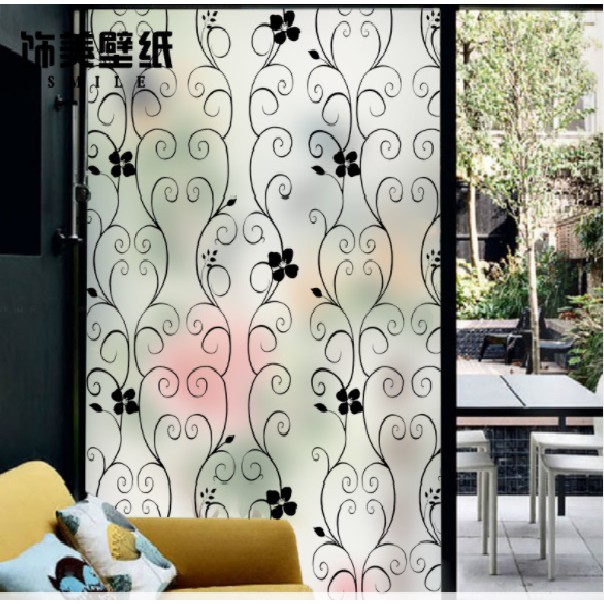 Giảm giá Decal dán kính hoa văn sọc đen - BeeCost