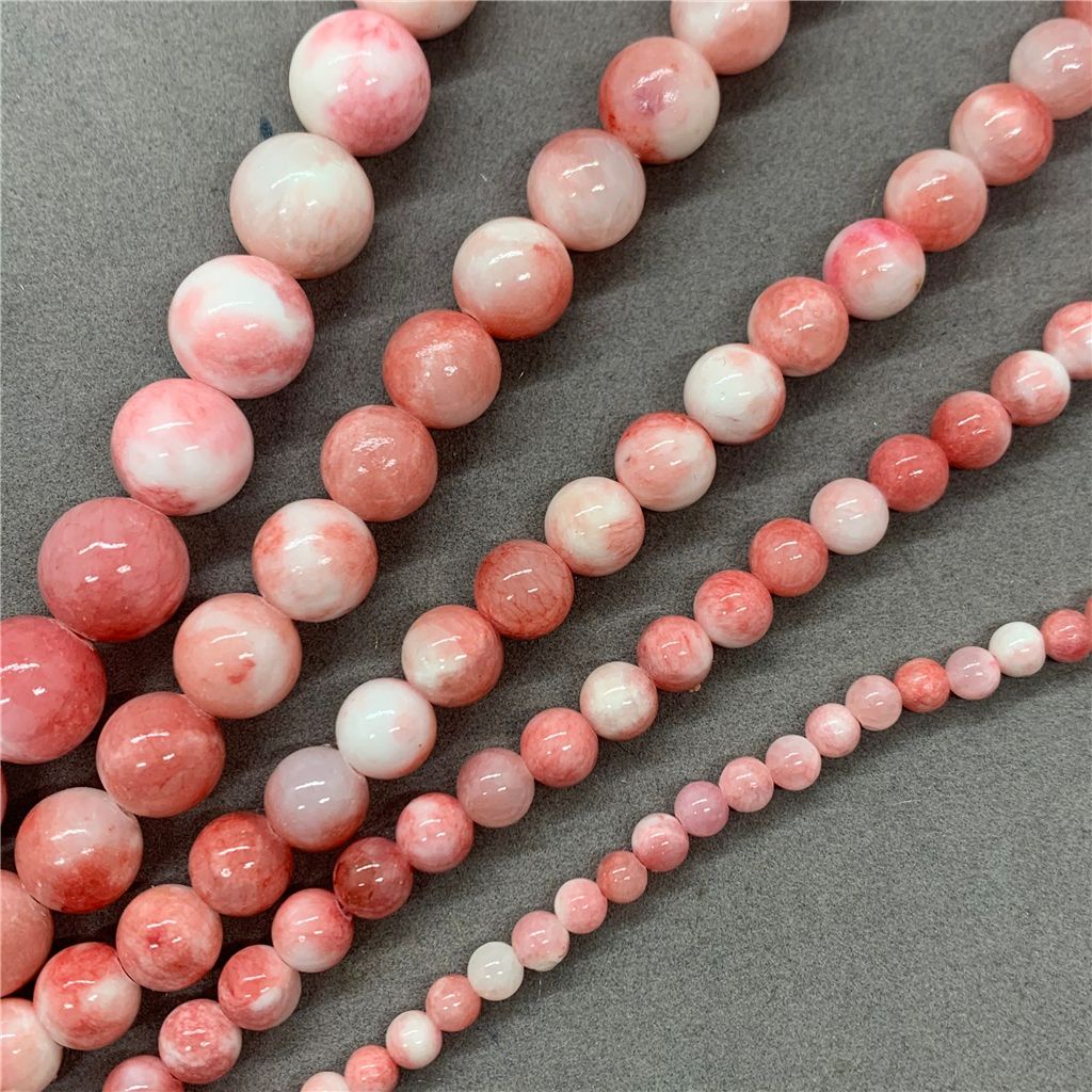 Chuỗi Hạt Đá Ngọc Bích 4-16mm Màu Trắng / Hồng