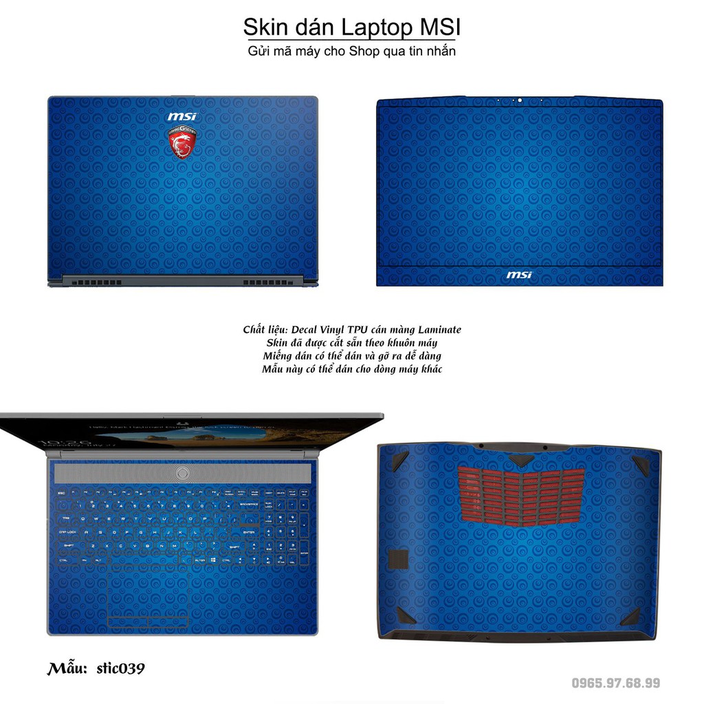 Skin dán Laptop MSI in hình Hoa văn sticker _nhiều mẫu 7 (inbox mã máy cho Shop)