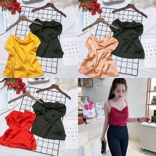 Áo hai dây lụa phi bóng ảnh thật