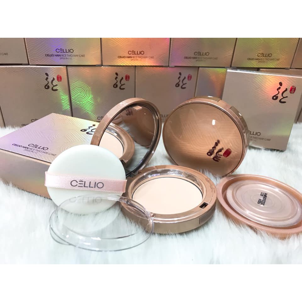 (Tặng kèm lõi) Phấn nền đông y 2 lõi Cellio Han Rice Two Way Cake SPF25 Hàn Quốc | BigBuy360 - bigbuy360.vn