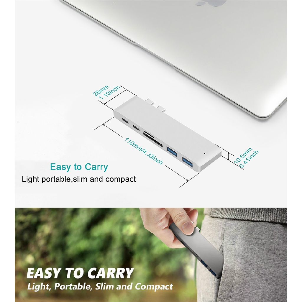 Bộ Chia Cổng Usb Type C 3 Trong 1 Với Đầu Đọc Thẻ Tf / Sd Pd Cho Macbook Pro / Air 2019