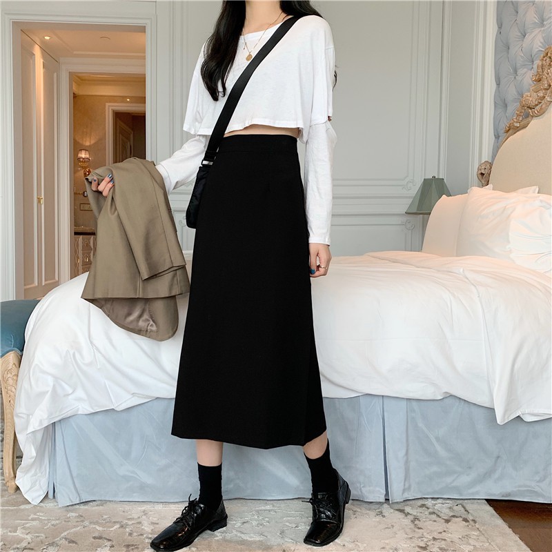Kumivn chân váy suông dáng dài lưng cao xẻ sau cạp khóa ulzzang Hàn Quốc | BigBuy360 - bigbuy360.vn
