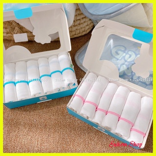 Khăn sữa cho bé/khăn sữa mipbi hộp cho bé 100% cotton thấm hút tốt 30x30cm 6c