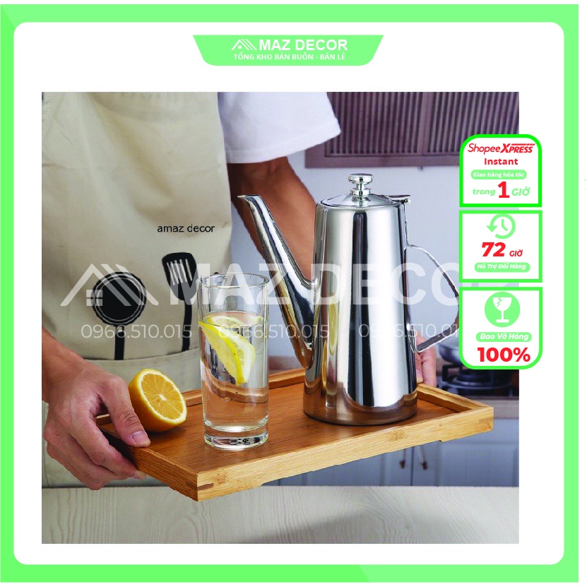 Giá sỉ tại xưởng Bình Ca đựng rót vòi dài cổ ngỗng pha trà cà phê đựng nước lọc 2 lít dày dặn sáng bóng