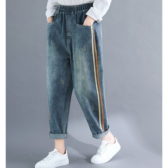G501 Quần baggy big size freesize phối hai sọc kiểu dáng thể thao cá tính