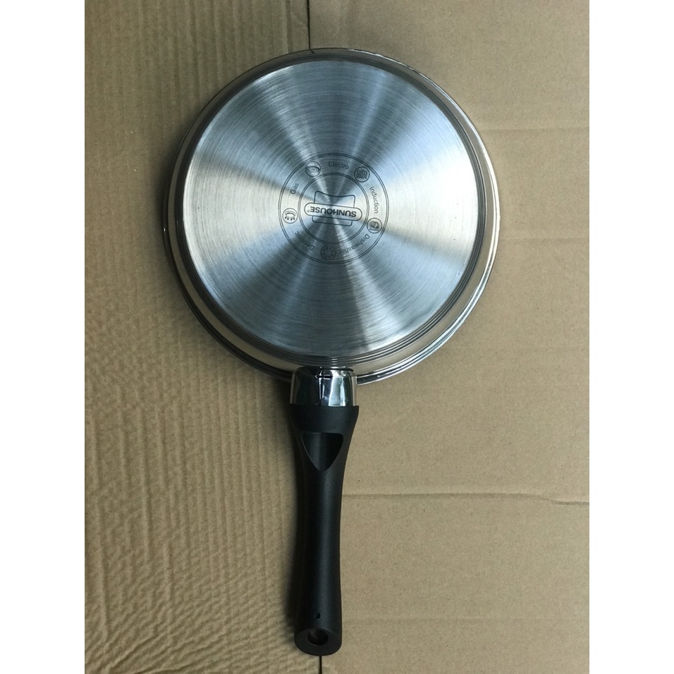 Chảo Inox Chống Dính Sunhouse 5 Đáy Từ Dùng Cho Mọi Loại Bếp Đường Kính 20cm- 24cm- 26cm- 28cm - GiadungDrB