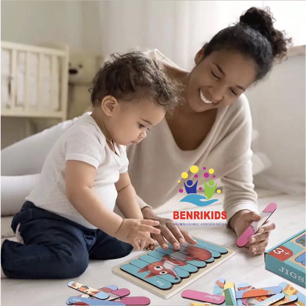 Ghép Hình Gỗ Hình Que Kem 2 Mặt Cho Trẻ Em Thông Minh Đồ Chơi Tranh Ghép Gỗ 3D Montessori Giúp Bé Sáng Tạo
