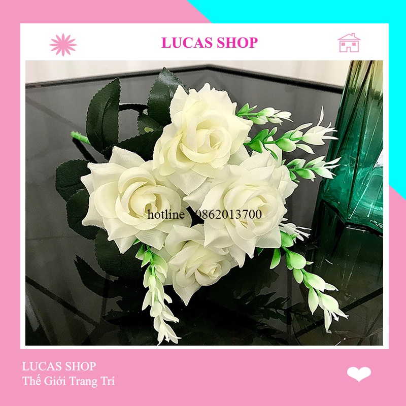 Cụm Hoa Hồng Cánh Xoắn 30cm 7 Nhánh (Kèm Lá)  Decor Nhà Cửa, Trang Trí Chụp Ảnh