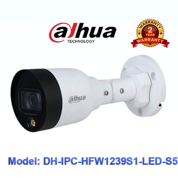 Camera IP 2.0 Megapixel DAHUA DH-IPC-HFW1239S1-LED-S5 Hỗ trợ cấp nguồn poe, có màu ban đêm, phù hợp lắp mọi nơi.