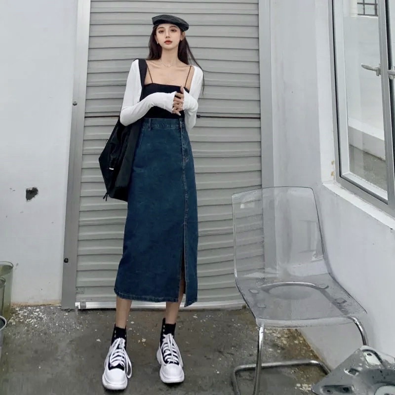 Chân Váy Jean xẻ tà siêu đẹp hàng Quảng Châu