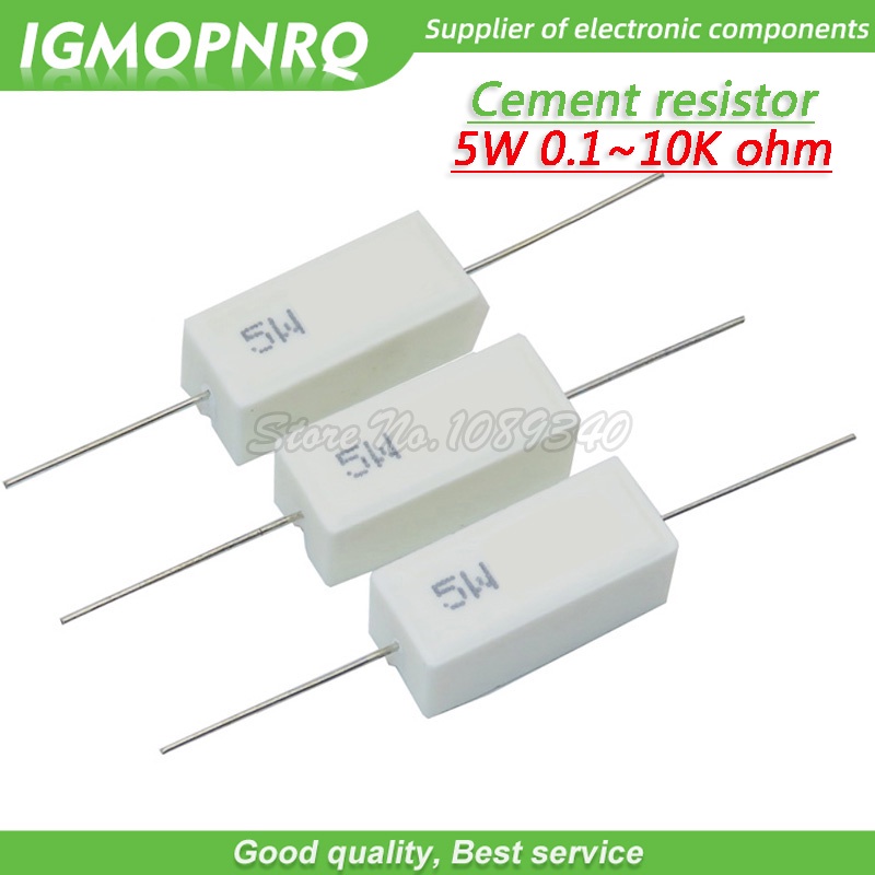 Set 10 Điện Trở Xi Măng 5W 10W BPR56 0.1~10K ohm 0.33R 1R 10R 100R 0.22 0.33 1 10 100 1K 10K ohm Chuyên Dụng
