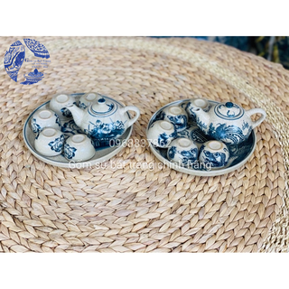 Bộ ấm chén thờ men dạn Bát Tràng