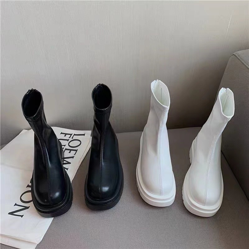 xả kho HÀNG DA MỀM ẢNH THẬT Giày bốt da mềm cổ cao boots nữ có khoá kéo basic Hàn quốc Ulzzang Boot đế 5cm freeship