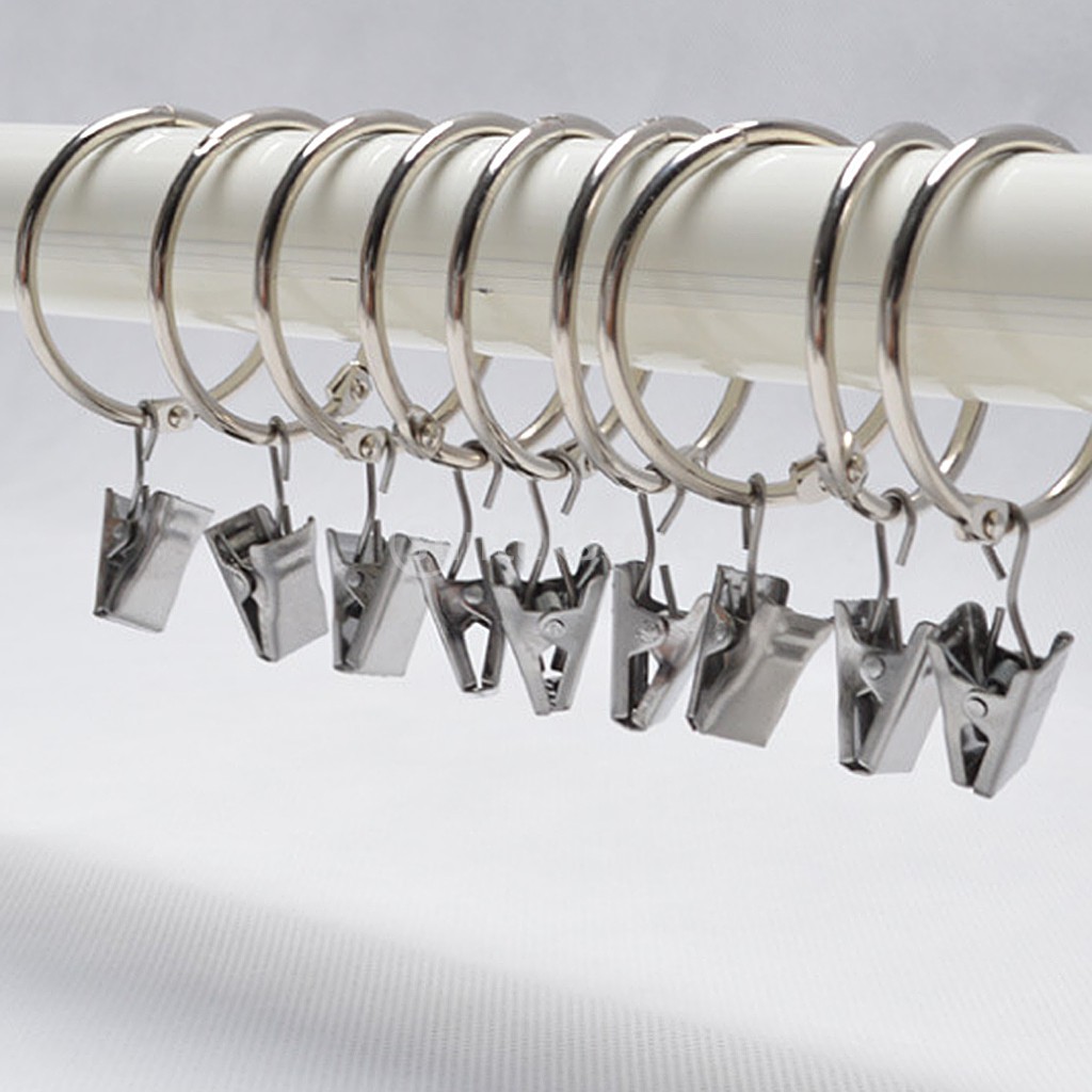 Bộ 12 cái vòng móc có kẹp treo rèm cửa tiện dụng