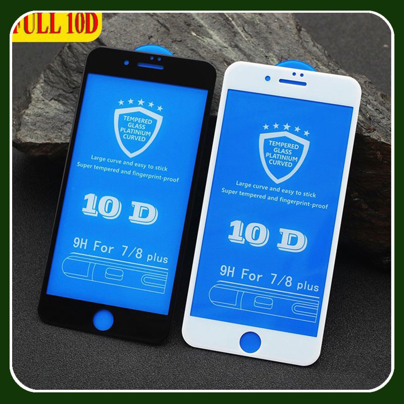 Kính cường lực iPhone 10D Full Màn cho 6/6S/7/8/Plus/X - Siêu Bền - Thiết kế mới - Có Video Thật