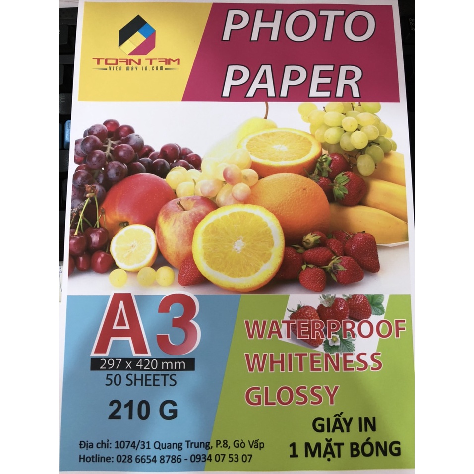 Giấy In Ảnh A3 1 Mặt Bóng 210 G
