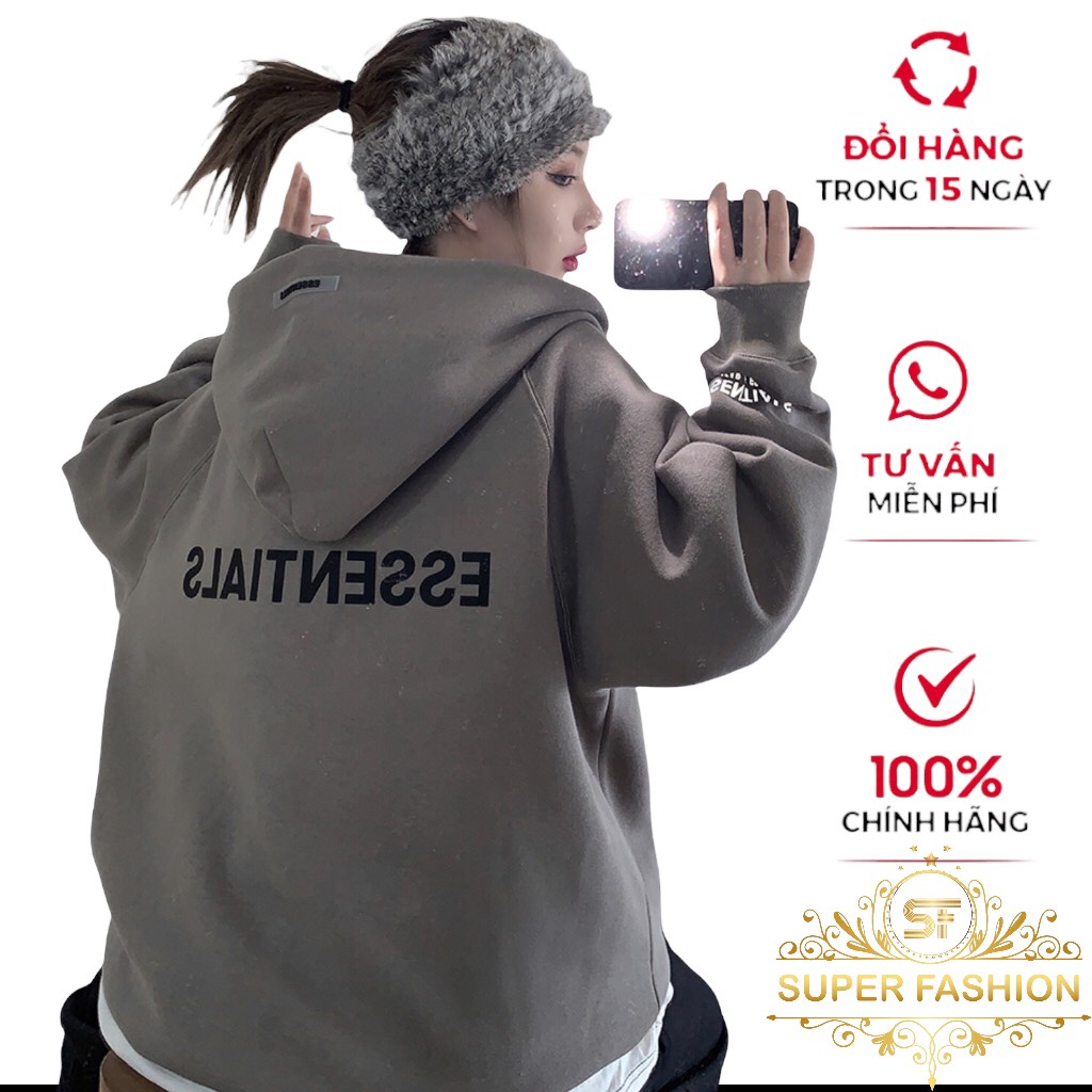 Áo khoác nam nữ form rộng Hàn Quốc, kiểu hoodie chui đầu có dây kéo đi học powr[SUPER FASHION]