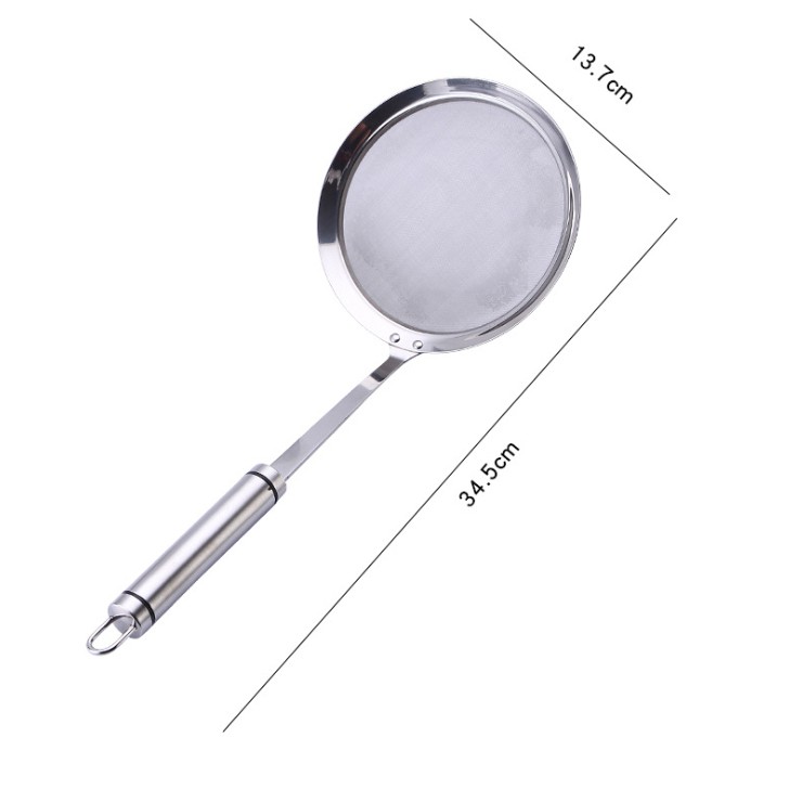 Dụng cụ lọc vớt bọt, lọc dầu, cặn bã inox IN43 tặng 1 miếng xơ mướp rửa bát