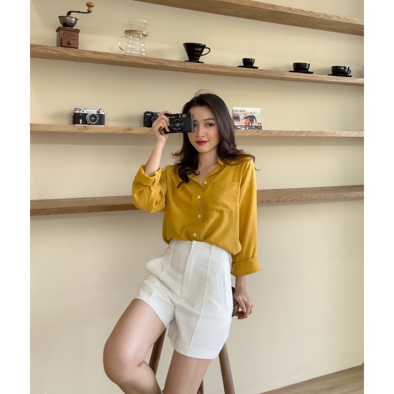 ZIEL Sơ mi túi ngực form suông