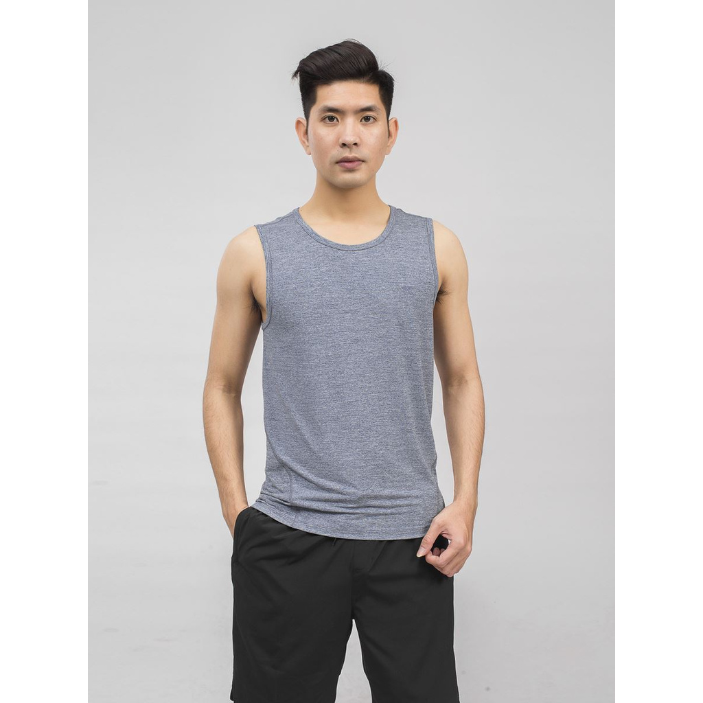 Áo Lót Nam Áo Thun Ba Lỗ Aristino ATT006S9 Màu Xanh Tím Than Dáng Slim Fit Chất Liệu Polyester Thể Thao