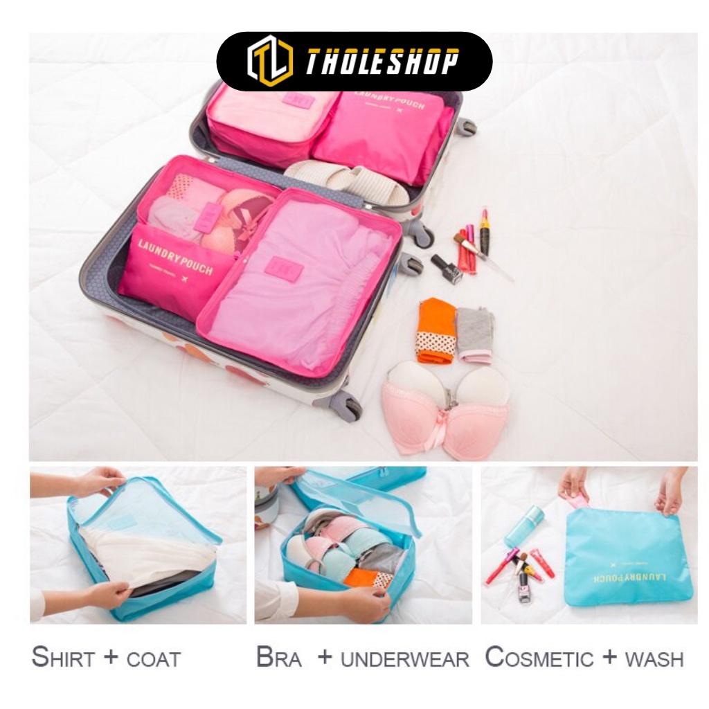 [SGD] Set túi đựng quần áo vật dụng - Bộ 6 Túi đựng đồ du lịch Laundry Pouch chất liệu cao cấp nhiều kích cỡ 2875