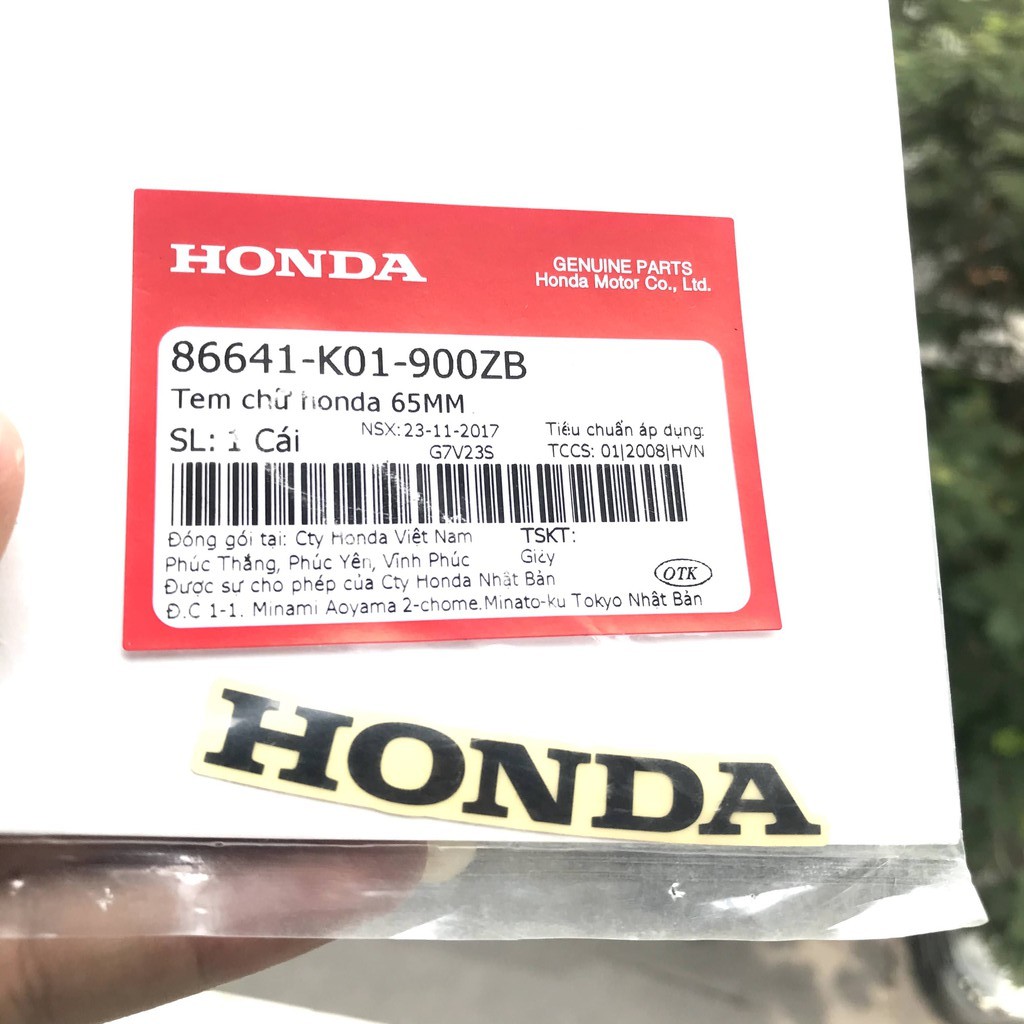 Tem chữ HONDA dán mặt nạ Sh