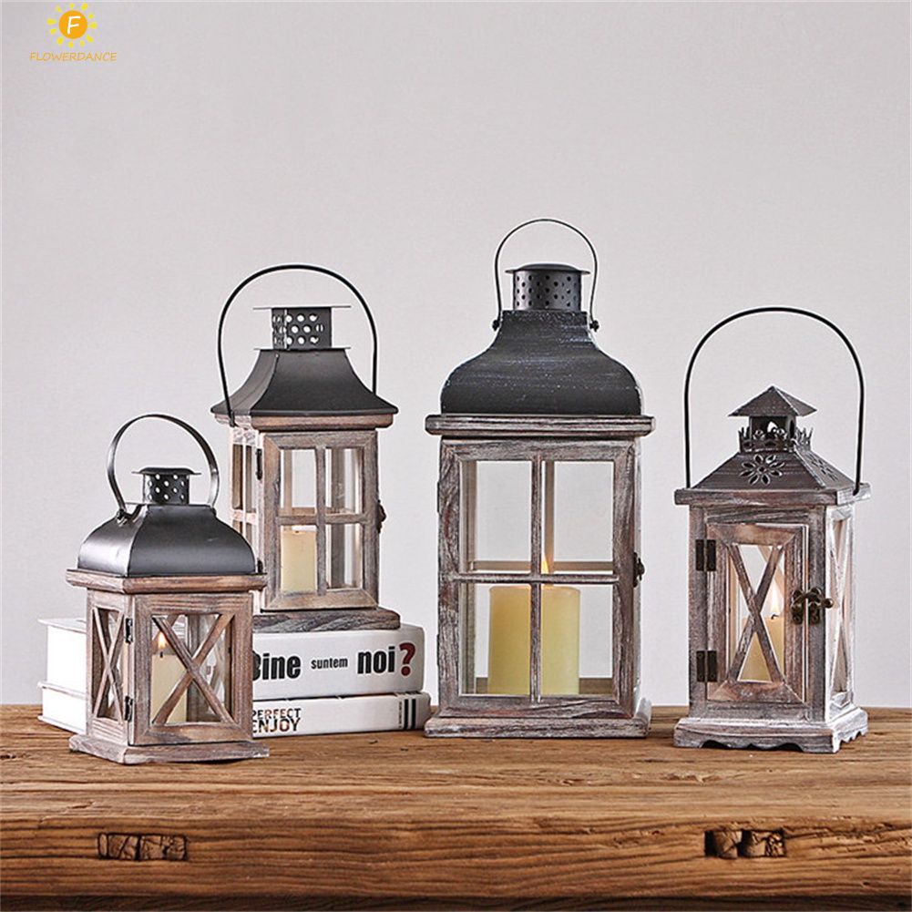 Châu Âu Retro Chân Nến Gỗ Rỗng Đèn Nhà Hàng Cà Phê Trang Trí Sắt Treo Cửa Lồng Đèn Sáng Tạo Ngày Lễ Giá Đỡ FLOWERDANCE