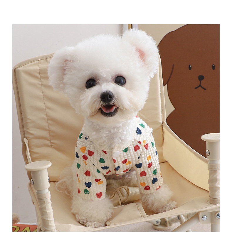 &lt;cutepethome&gt;Áo Khoác Cardigan Đính Nút Phong Cách Hàn Quốc Cho Thú Cưng