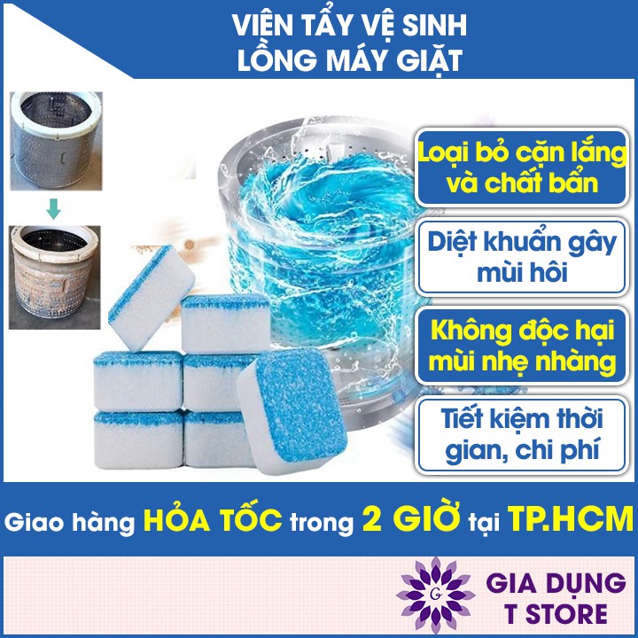 Viên Tẩy Vệ Sinh Lồng Máy Giặt Hộp 4 Viên - Diệt Khuẩn - Tẩy Cặn Bẩn Máy Giặt- Siêu Sạch  [SL 4 VIÊN TẨY]