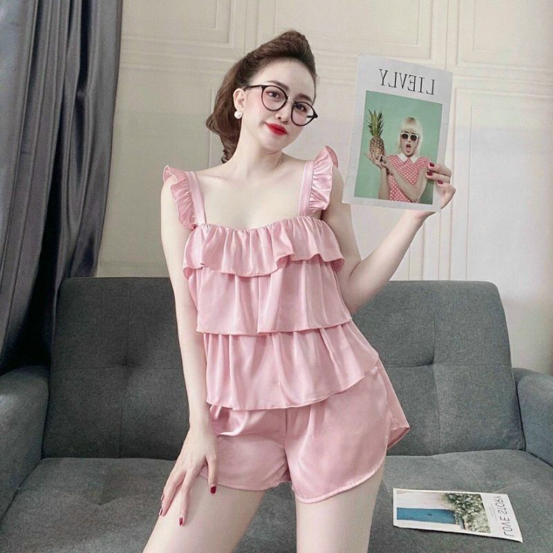 Bộ bèo tầng trơn lụa cao cấp