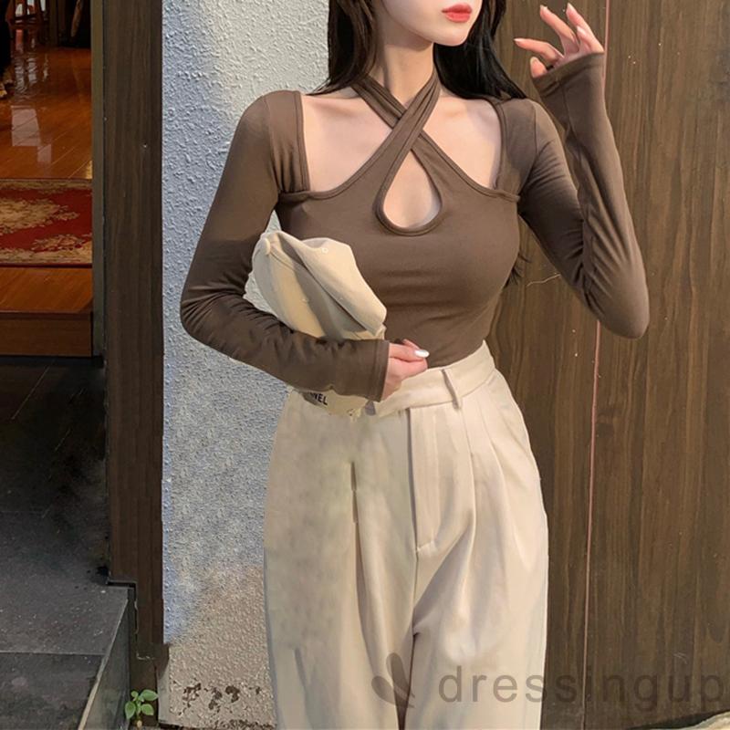 Áo tay dài màu sắc thanh lịch cho nữ