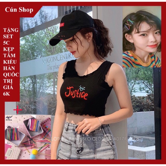 Áo Croptop Thêu Chữ Tỉ Mỉ Có Mút Chất Vải Đẹp (Cún Shop)