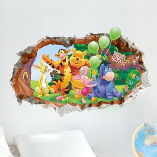 Decal dán tường decal trang trí cửa sổ gấu Pooh 3D EB188 (Có keo sẵn)