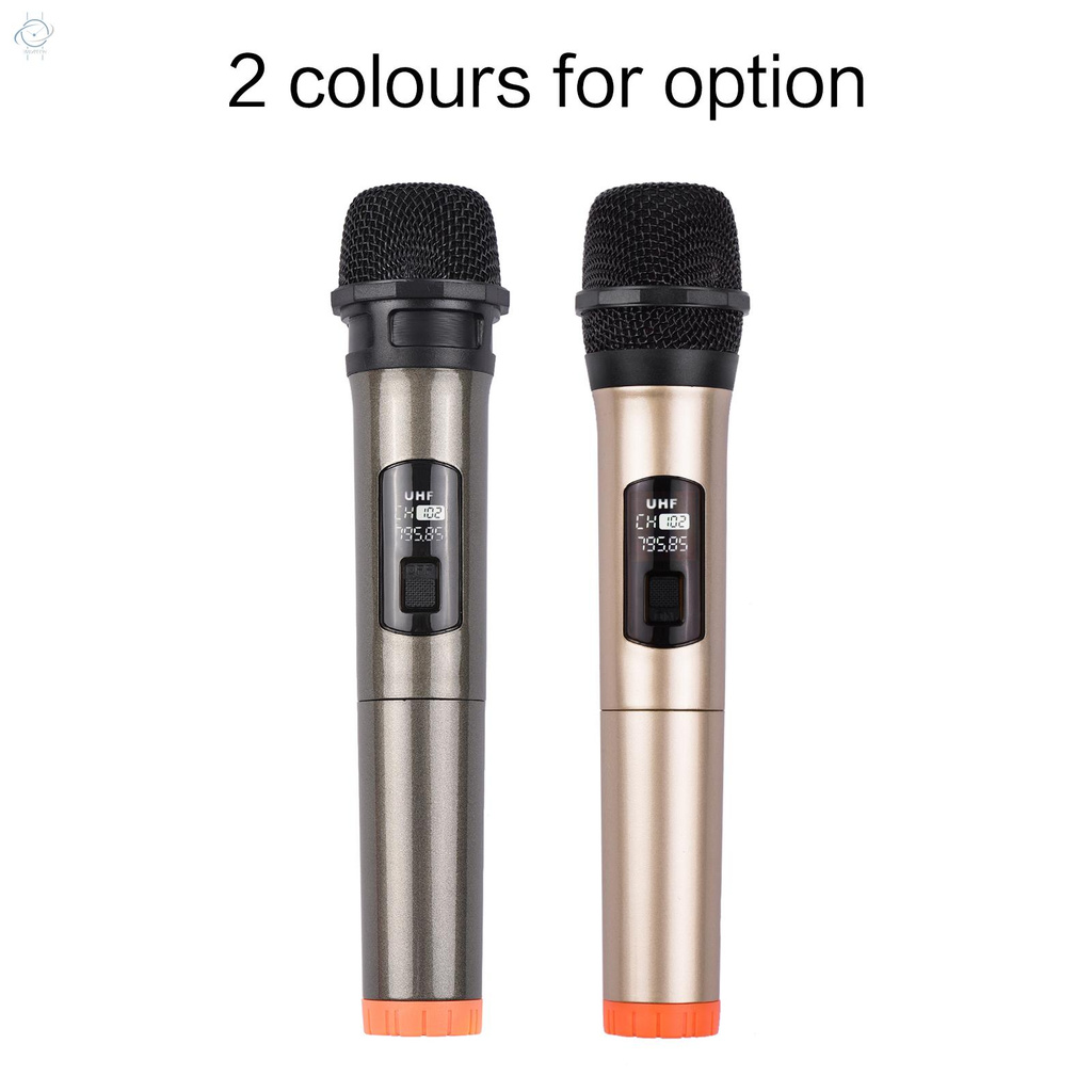 ♫Handheld Wireless Microphone UHF Dynamic Mic with Portable Mini Receiver 6.35mm Plug Compatible with Speaker Karaoke System Home Theater System Amplifier Sound Card Mixer for Karaoke Speech Meeting Stage Performance