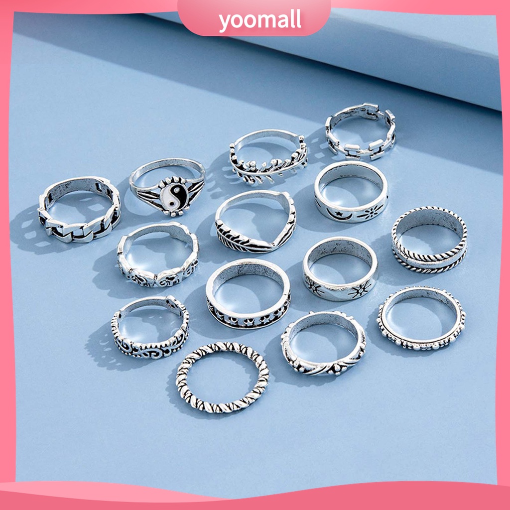 Yomall♡ Set 14 Nhẫn Đeo Khớp Ngón Tay Thời Trang Nữ