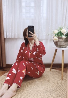 ( Freesize Satin ) Đồ Bộ Pijama Satin Nơ TDQD ( P1 )