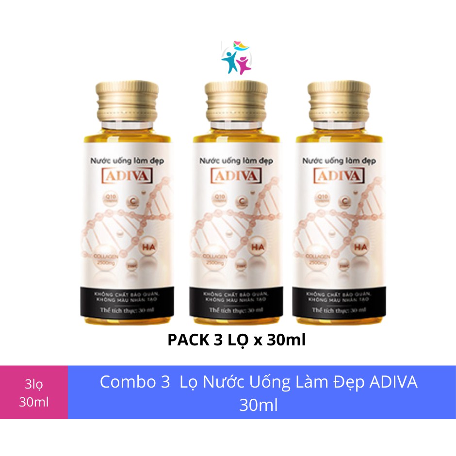 Pack 3 Chai Collagen Adiva (03 chai 30ml/ block) - Nước Uống Làm Trắng Da