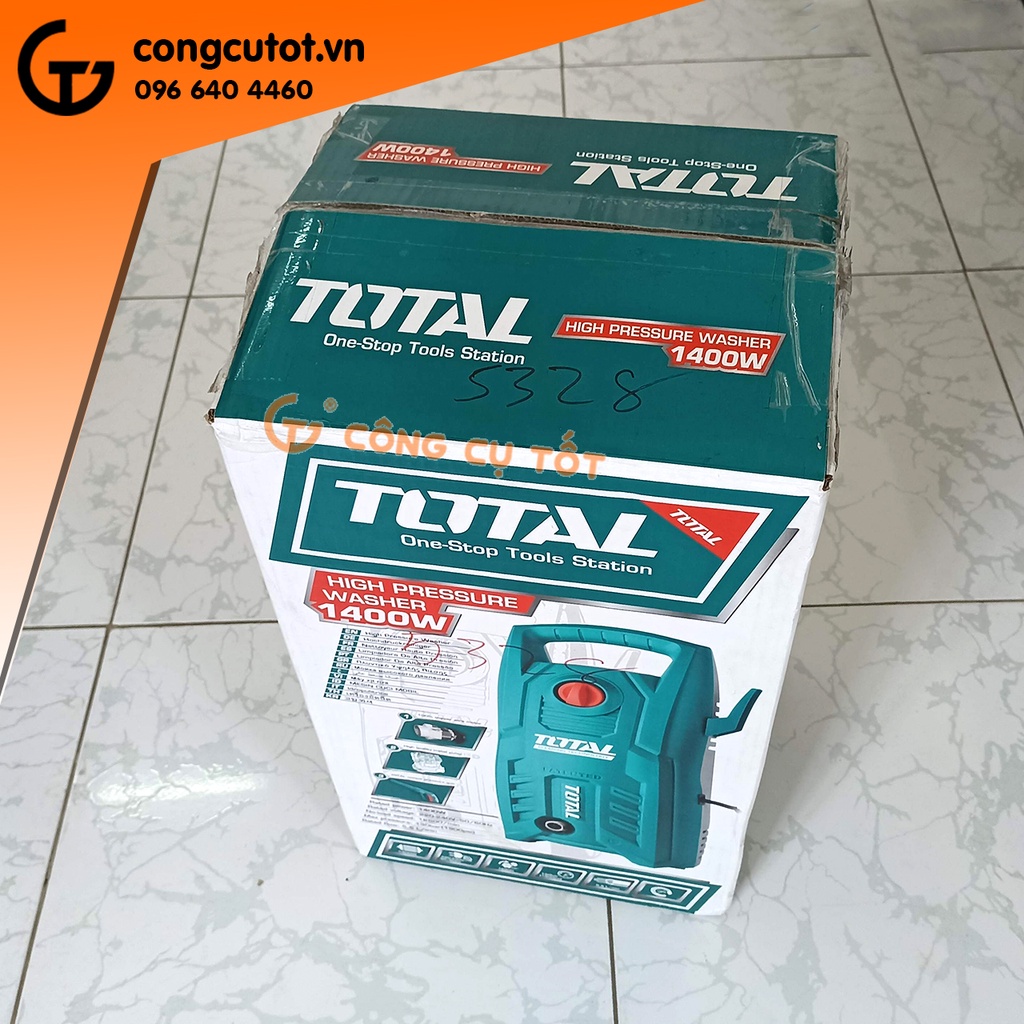 Bộ máy xịt rửa áp lực 1900psi 1400W 220V tốc độ 5.5 lít/phút kèm 5m dây và vòi Total