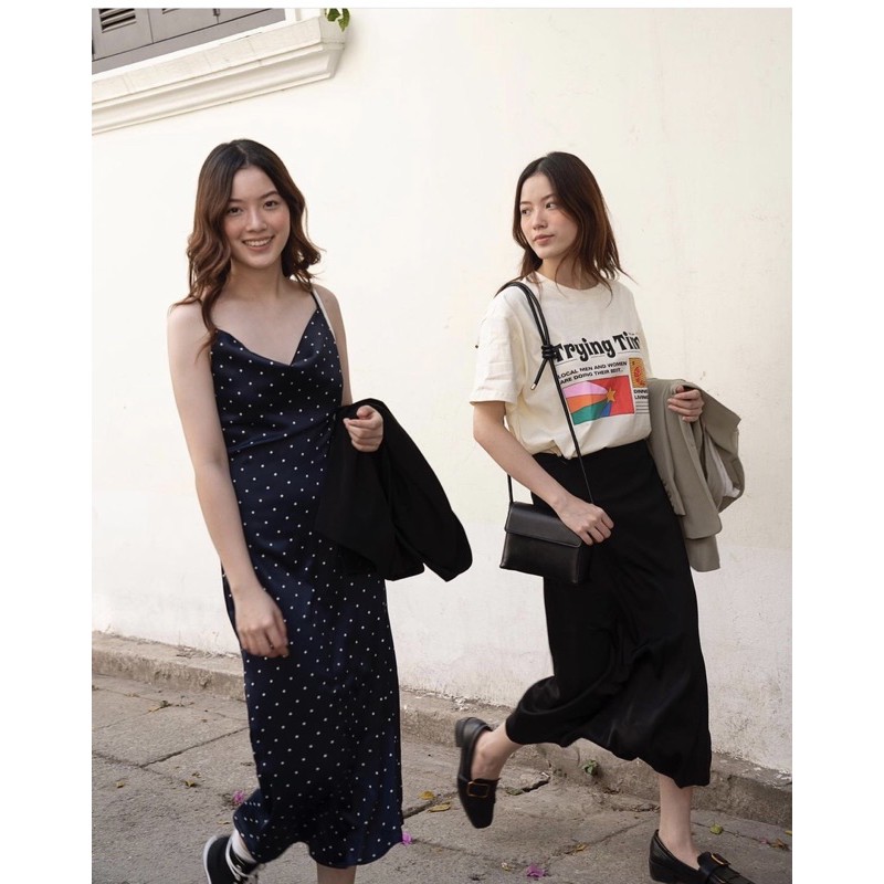 Đầm 2 dây cổ đổ Kido